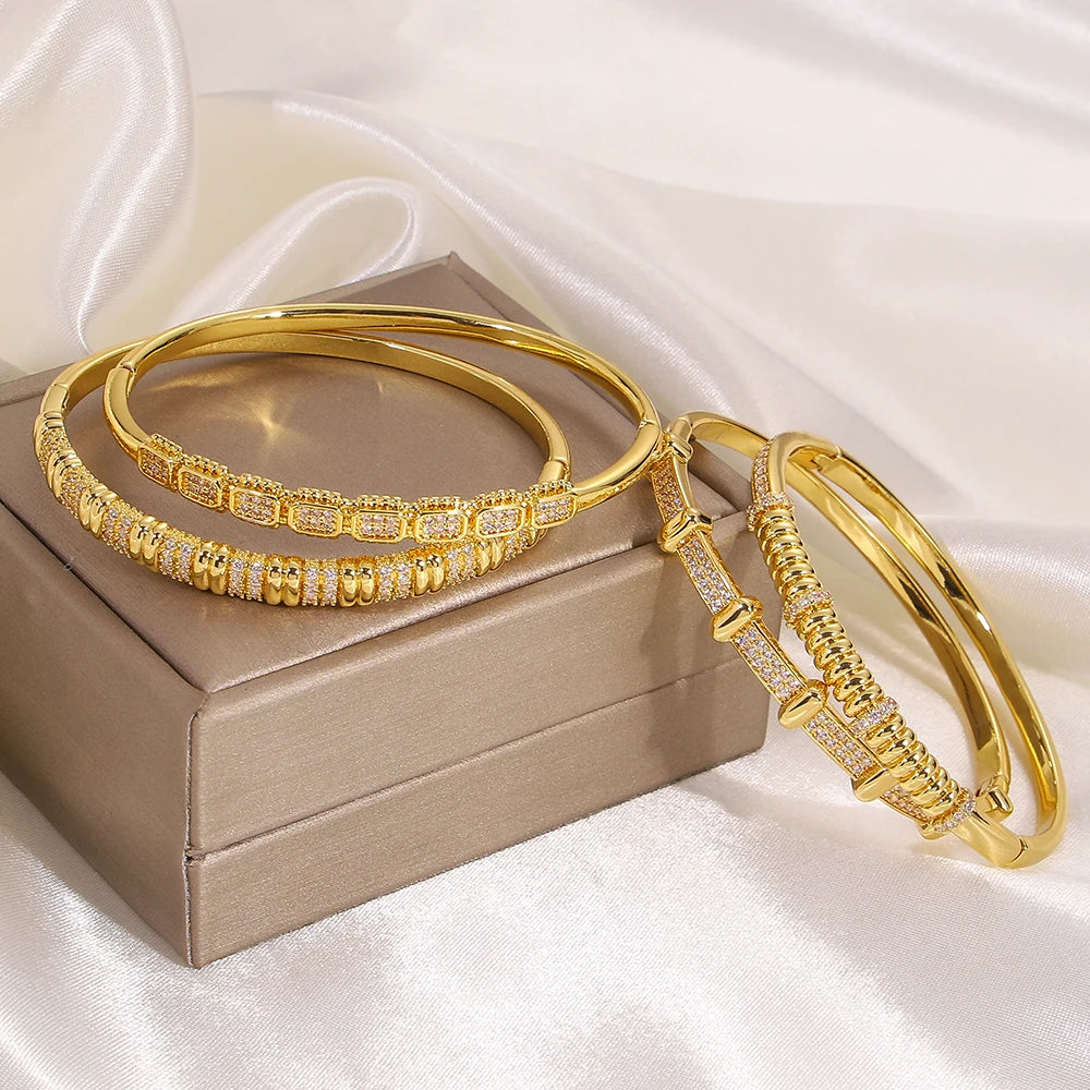 ChooseMe Light Luxury Cubic Zircon Cluster Weave Interlocking Bangle