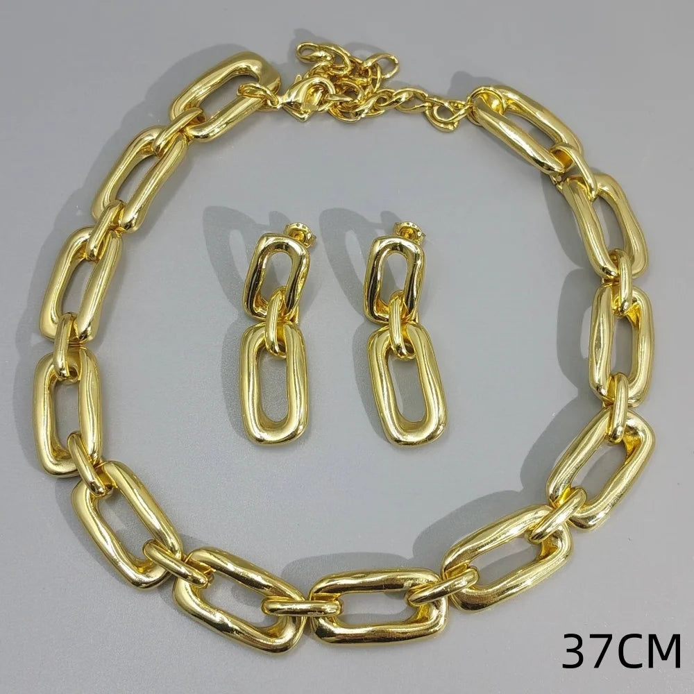 ChooseMe 2026 Metallic Irregular Geometric Earrings & Necklace Set