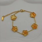 18k Gold Plated Lucky Five-Leaf Flower Stainless Steel Bracelet Women's Exquisite Five-Pointed Star Luxury Party Jewelry Gift