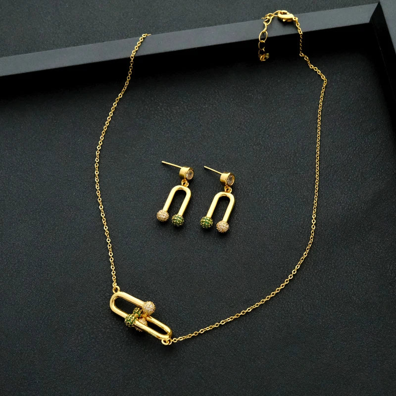 ChooseMe Luxury Waterdrop Dubai Bridal Necklace, Bracelet, Ring & Earrings Indian Jewelry Set