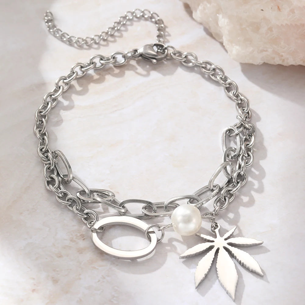 Stainless Steel Bracelets Classic Fortune Tree Crystal Pendant Chain Fashion Exquisite Bracelet For Women Jewelry Wedding Gifts