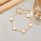 18k Gold Plated Lucky Five-Leaf Flower Stainless Steel Bracelet Women's Exquisite Five-Pointed Star Luxury Party Jewelry Gift