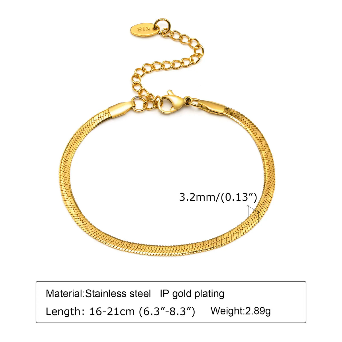 Non-Tarnish Gold Plated Thin Herringbone Bracelet