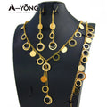 Parure de collier de luxe plaqué or de Dubaï, couleur or 21 carats, pendentifs italiens à pampilles, colliers ras du cou, bijoux de mariage pour femmes musulmanes saoudiennes