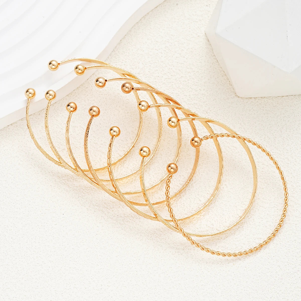 Punk Heart Open Bangle Bracelet Set