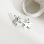 Geometric Starfish Gold & Silver Color Stud Earrings, 2 Pcs/Set