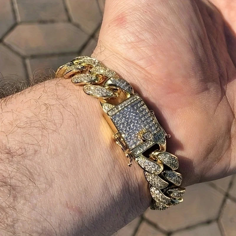 Luxury Iced Out Cuban Link Bling Chain Bracelet