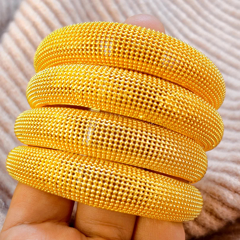 Dubai Charm 24k Gold Plated Bangles For Baby Child Arabic Bridal African Indian Bracelet Nigerian Wedding Hand Jewelry