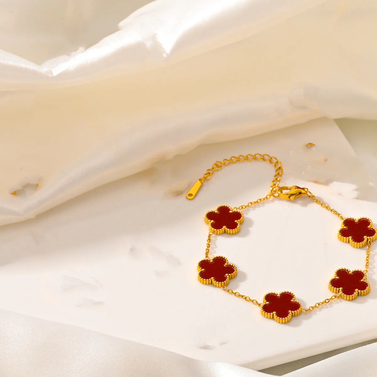 Women's Trendy 18K Gold Plated Jewelry Set  Five Leaf Clover Necklace Bracelet Earrings Stainless Steel Jewelry Para Mujer