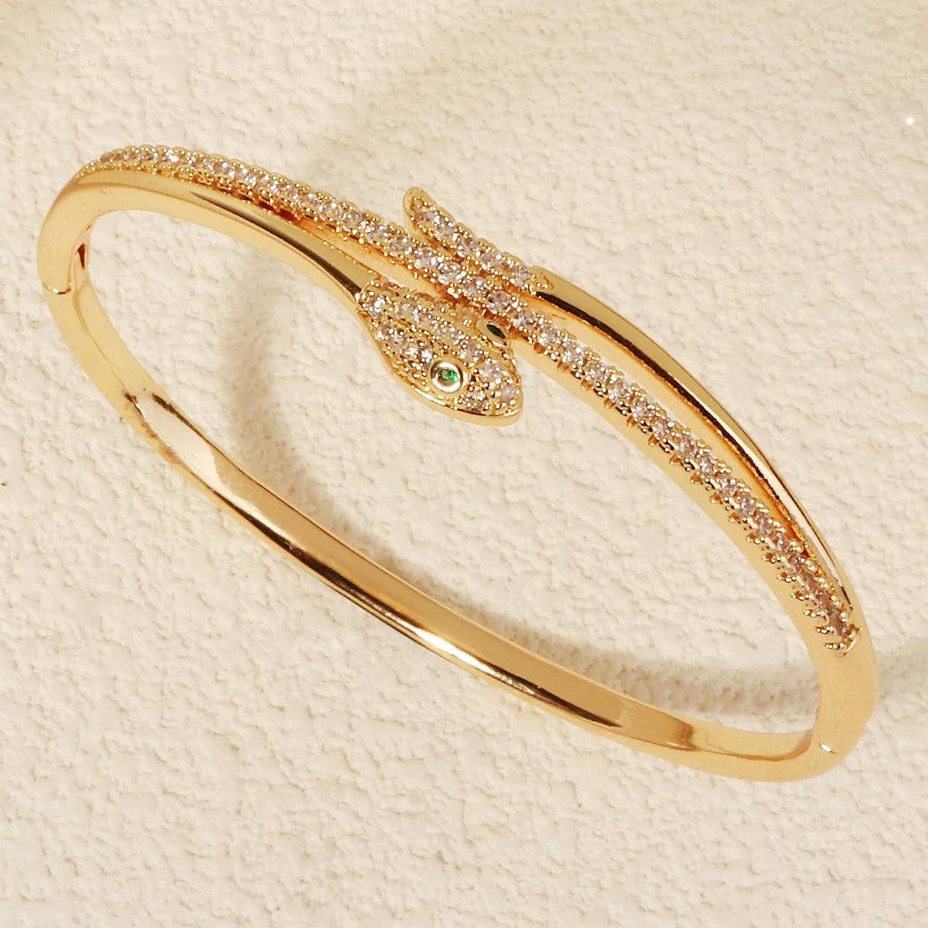 Trendy Stainless Steel Golden Snake Owl Zirconia Bracelet For Women Classic Animals Bangles Jewelry Accessories Summer As Gifts