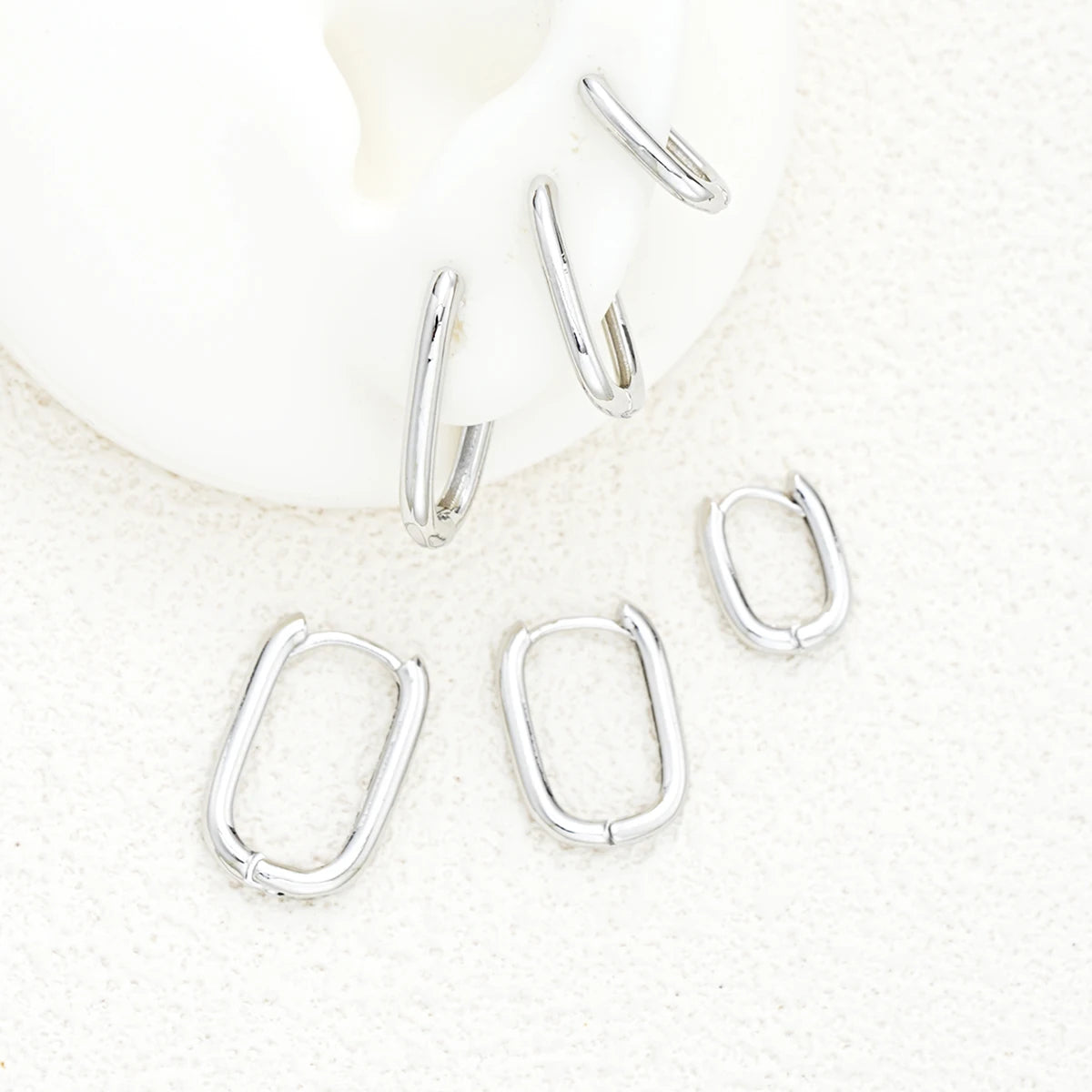 Minimalist Geometric Copper Metal Hoop Earrings Set, 6 Pcs/Set