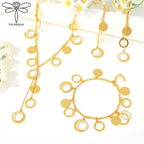 Parure de collier de luxe plaqué or de Dubaï, couleur or 21 carats, pendentifs italiens à pampilles, colliers ras du cou, bijoux de mariage pour femmes musulmanes saoudiennes