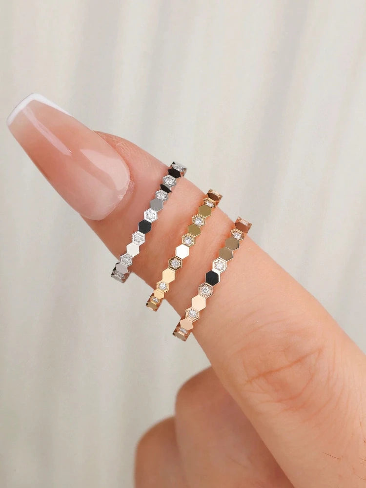 925 Sterling Silver Vintage Geometric Zircon Fine Jewelry Ring