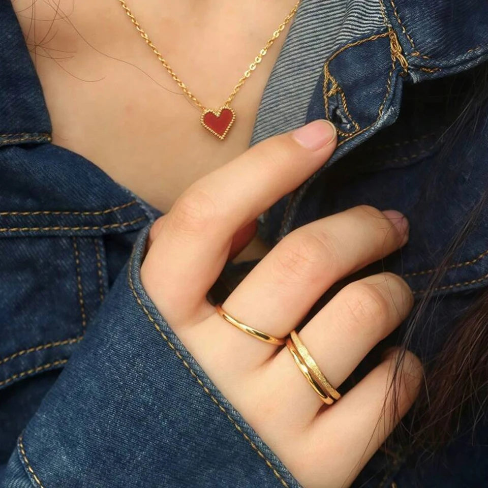 2mm Gold-Plated Stainless Steel Minimalist Stacked Rings 3-Piece Set
