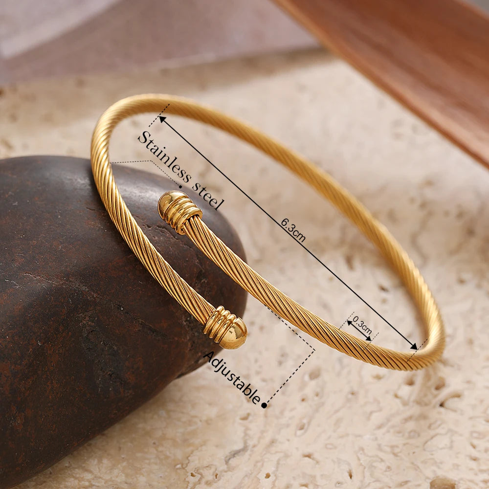 woiwoi Stainless Steel Bracelets Vintage Fashion Simplicity Temperament Decals Wires Metal Bracelet For Women Jewelry Gifts