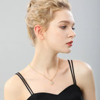 Collier Pendentif Tournesol Pivotant Tendance en Acier Inoxydable et Zircon