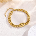 SGMAN Gold-Plated Stainless Steel Cuban Chain Bracelet Set