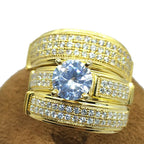 Huitan 2023 Trends Wedding Couple Rings for Women/Men Luxury Gold Color Marriage Engagement Lover Rings Modern Fashion Jewelry