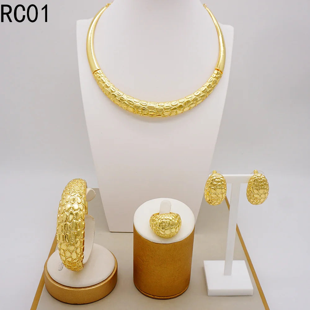 Brazilian Gold Flower Dubai Jewelry Set