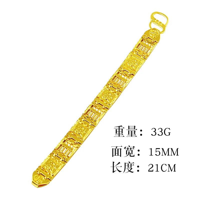 Comfortable Fitting Abacus Fu Character S-Clasp Bracelet For Men & Women 24K Gold AU999 | Skin-friendly, no pressure on wrist