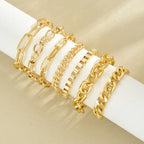 ChooseMey 7Pcs Simple Metal Snake & Twisted Link Chain Bracelet Set
