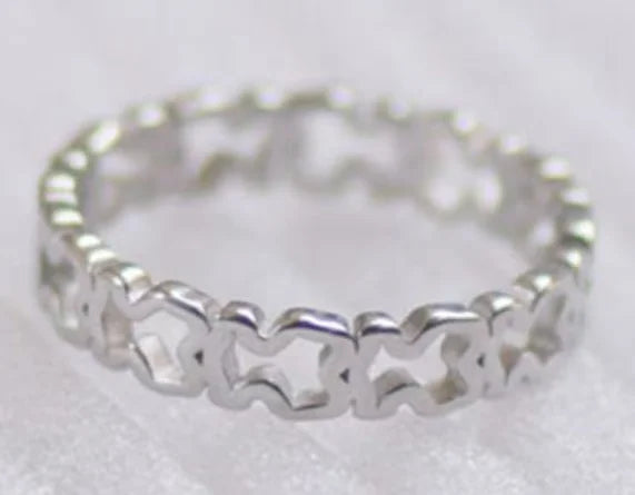 Hollow Love Heart Never-Fade Titanium Stainless Steel Ring