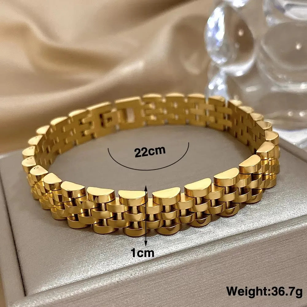 ChooseMe Two-Tone Stainless Steel Elastic Watch-Strap Bangle