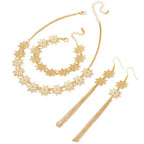 Snowflower Jewelry Set (Necklace, Earrings, Bracelet), Elegant Jewelry for Women, Fashion Accessory for Parties & Daily Wear