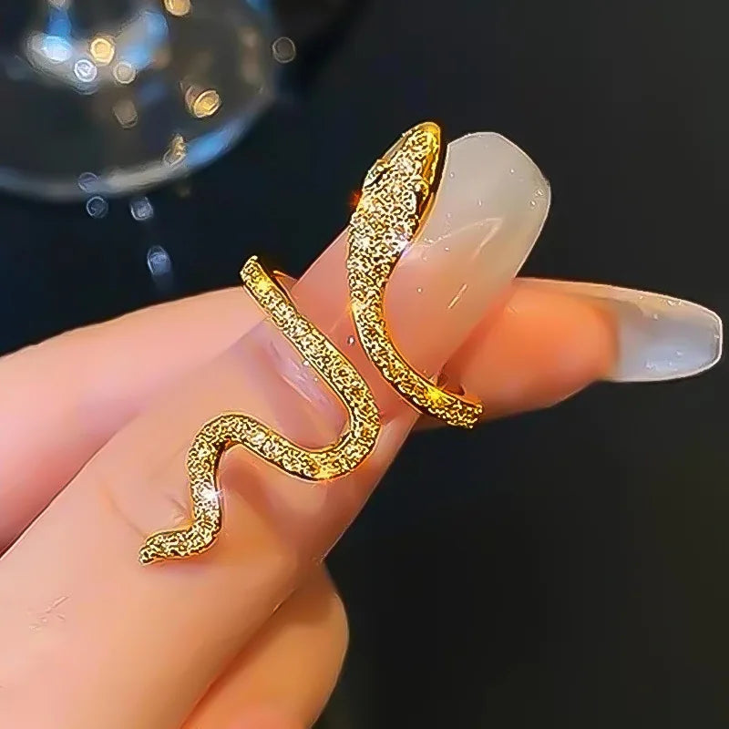 Y2K Trendy Gold Vintage Design Adjustable Open Snake Ring