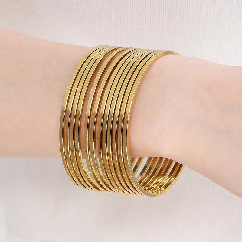 2mm Minimalist Stainless Steel Smooth Stackable Circles Bracelet