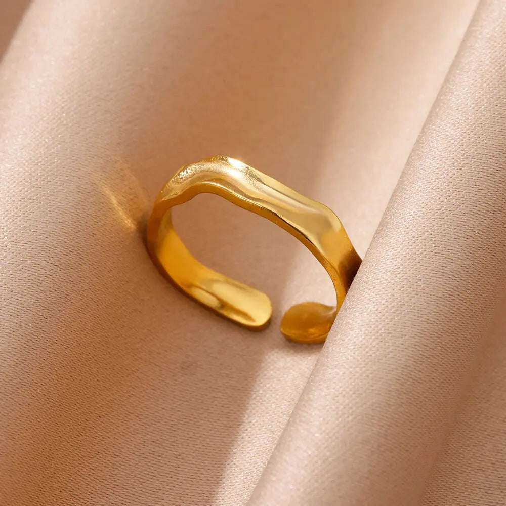 Stainless Steel Chunky Wide Geometric Open Ring