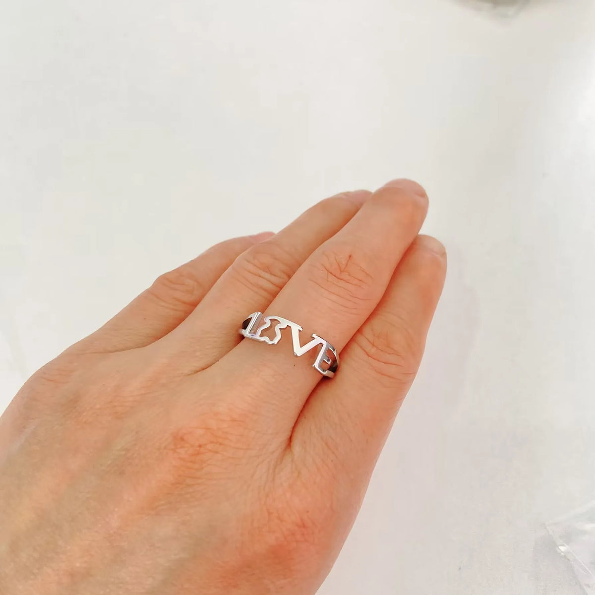 Hollow Love Heart Never-Fade Titanium Stainless Steel Ring