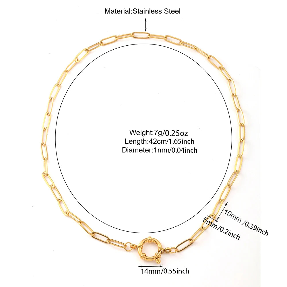 One Piece Choker Neck Spring Buckle Necklaces for Women Can Hang Multiple Pendants Trendy Women's Stainless Steel Jewelry Gifts