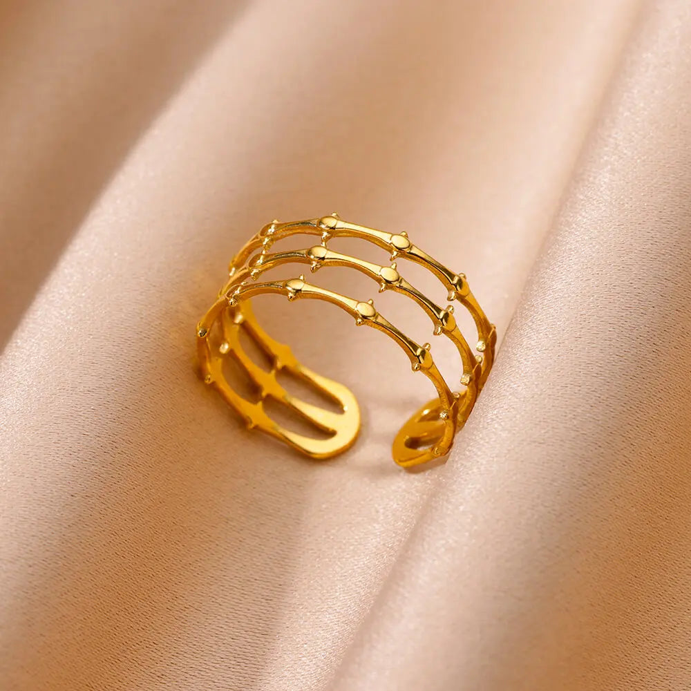 Stainless Steel Chunky Wide Geometric Open Ring