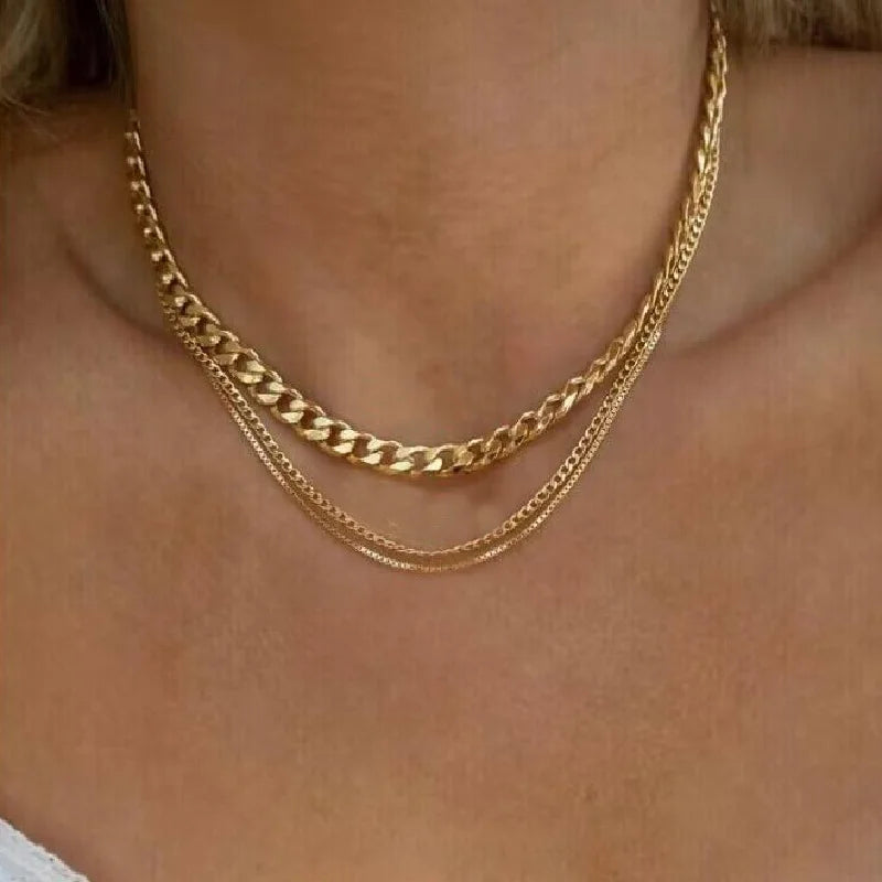 Punk Heavy Metal Multilayer Chunky Thick Cuban Chain Choker Necklace