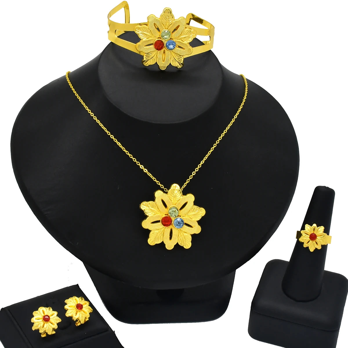 ANIID Nigeria Butterfly Cystal Jewelry Sets For Lady Wedding Ethiopian 24K Gold Color Necklace And Earing Jewellery Dubai Gift