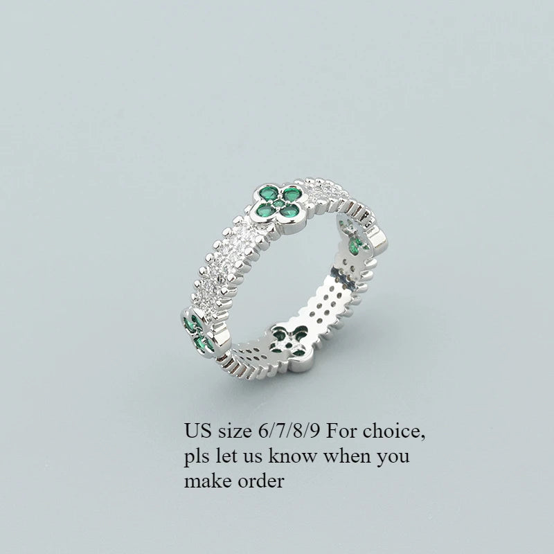Fashion Luxury Lucky Geometry Cubic Ziron Engagement Bridal Bracelet Finger Ring copper Classic Lady Gift