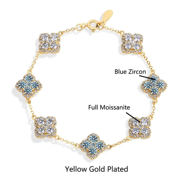 MINTYBOX S925 Sterling Silver Full Moissanite 18k Gold-Plated Bracelet