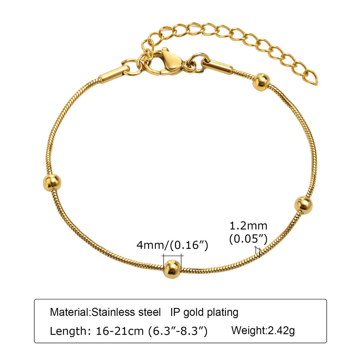 Non-Tarnish Gold Plated Thin Herringbone Bracelet