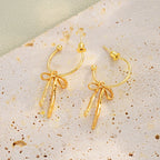 Retro Gold Tassel Bowknot Earrings