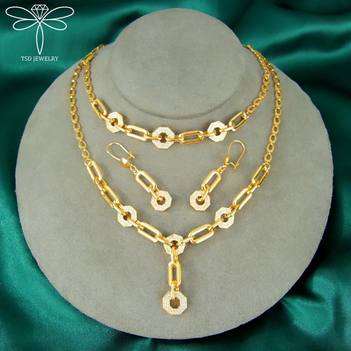 Dubai Gold Plated Italian Zirconia Set