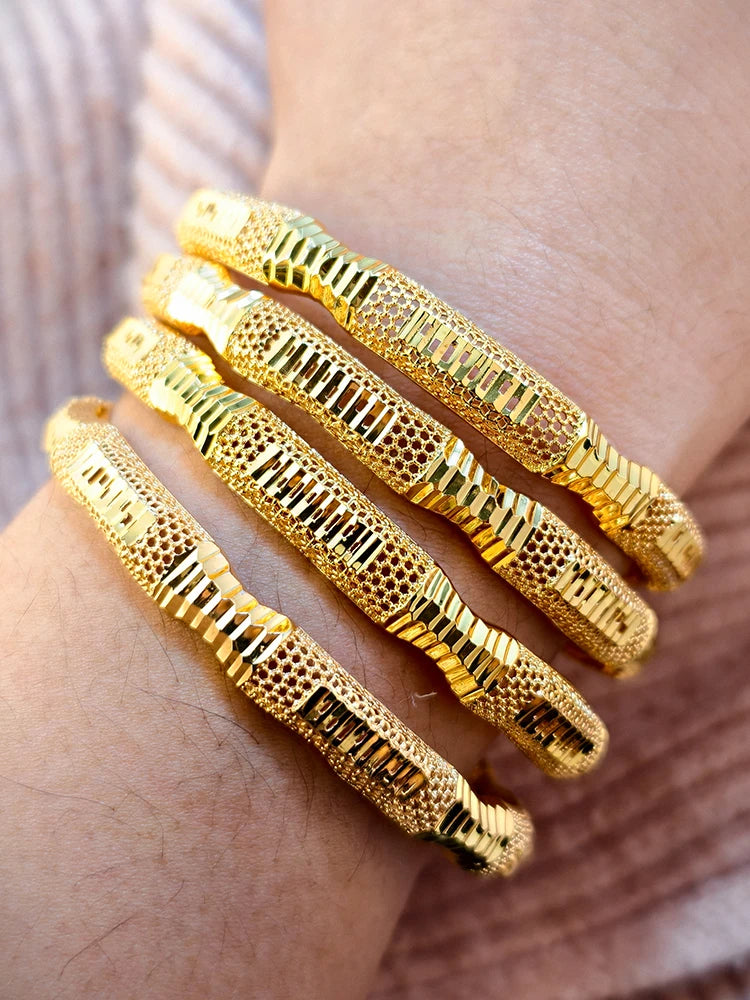 Dubai Charm 24k Gold Plated Bangles For Baby Child Arabic Bridal African Indian Bracelet Nigerian Wedding Hand Jewelry