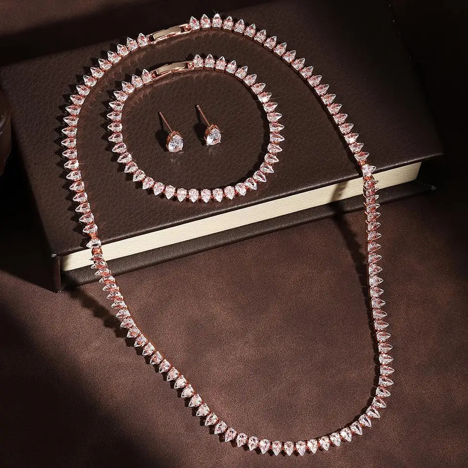 ChooseMe Luxury Water Drop Zirconia Bridal Jewelry Set