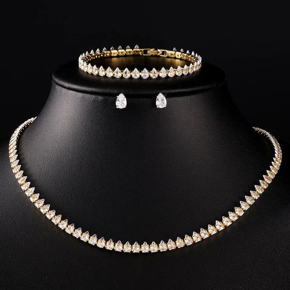 ChooseMe Luxury Water Drop Zirconia Bridal Jewelry Set