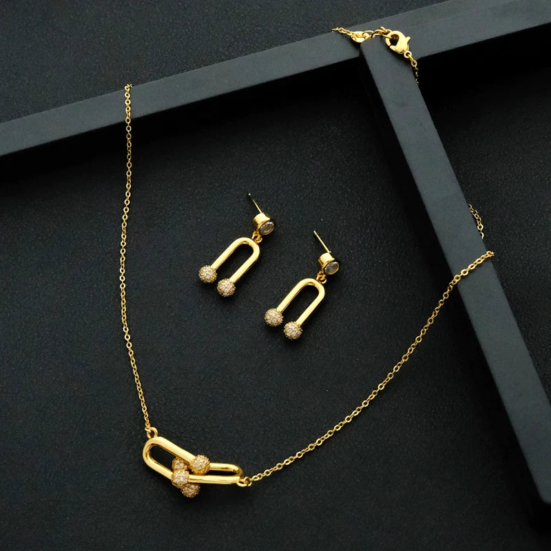ChooseMe Luxury Waterdrop Dubai Bridal Necklace, Bracelet, Ring & Earrings Indian Jewelry Set