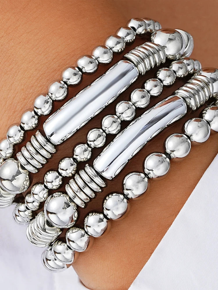 Vintage Minimalist Handmade Beaded Bracelet Set, 7 Pcs/Set