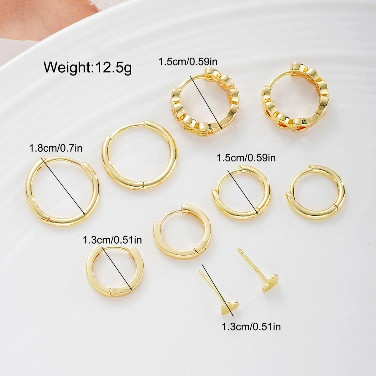 10Pcs/Set Zircon Stackable Stud Earrings Set For Women Simple Gold Color Heart Cartilage Hoop Earring Fashion Girl Jewelry Gifts