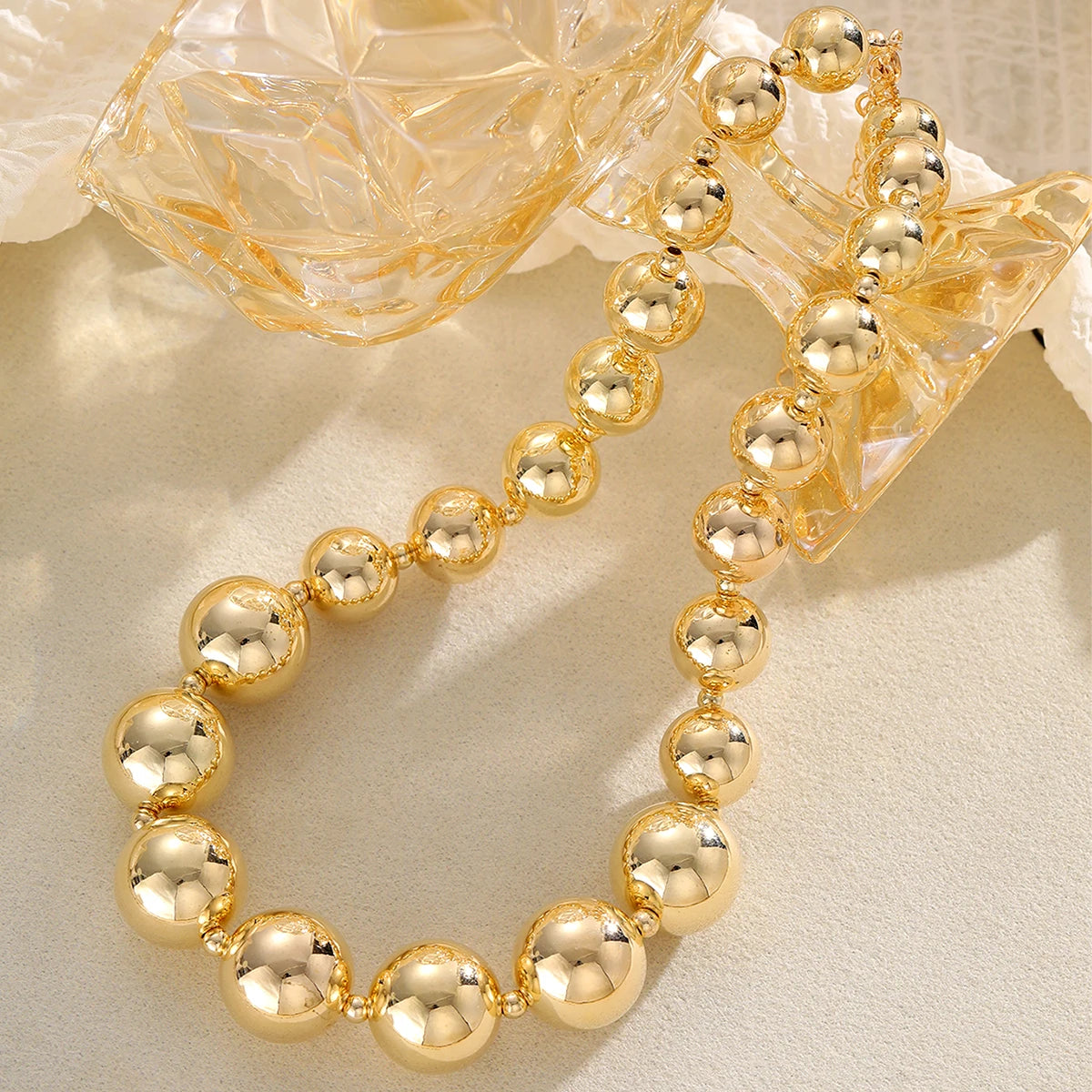 Vintage Exaggerated Goth Baroque Round Beads Choker Necklace