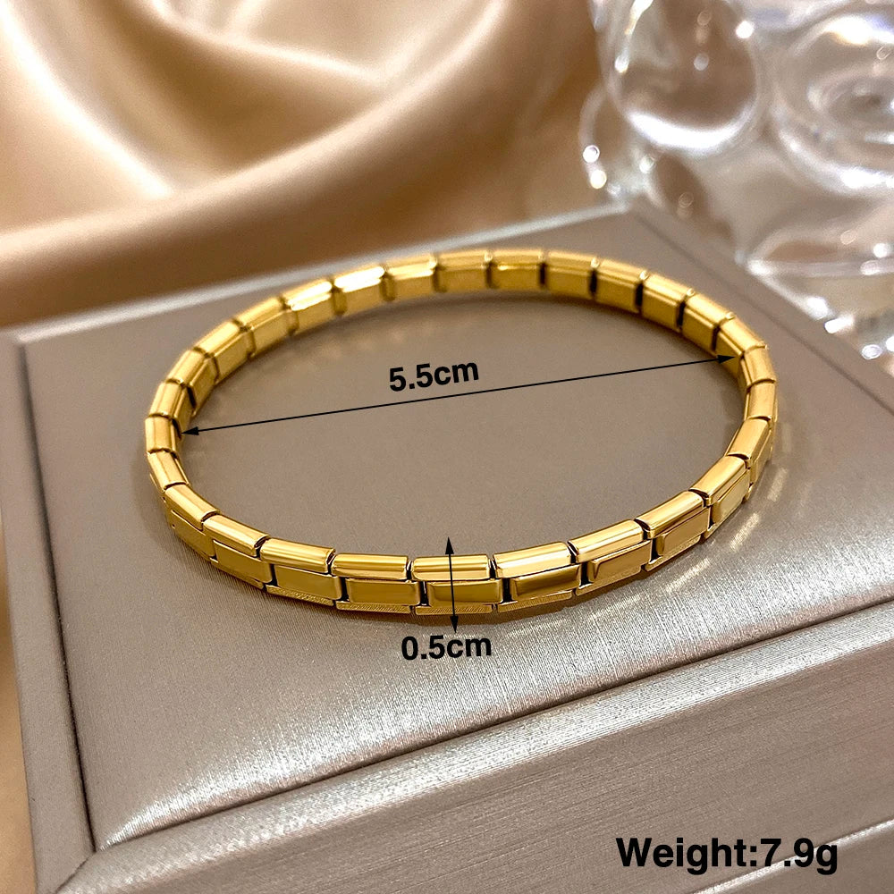 ChooseMe Two-Tone Stainless Steel Elastic Watch-Strap Bangle