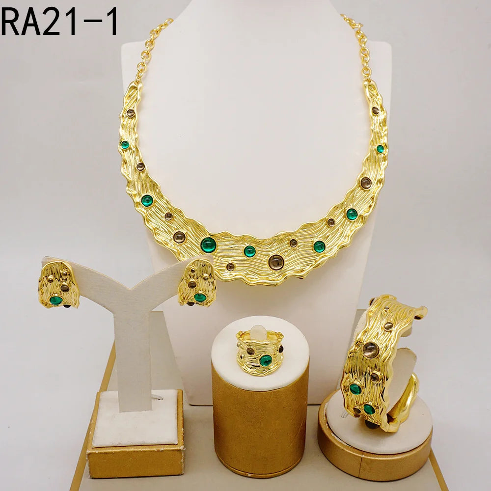 Brazilian Gold Flower Dubai Jewelry Set